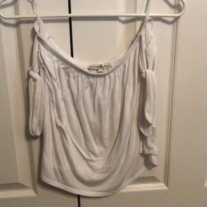 Express off the shoulder tie white top